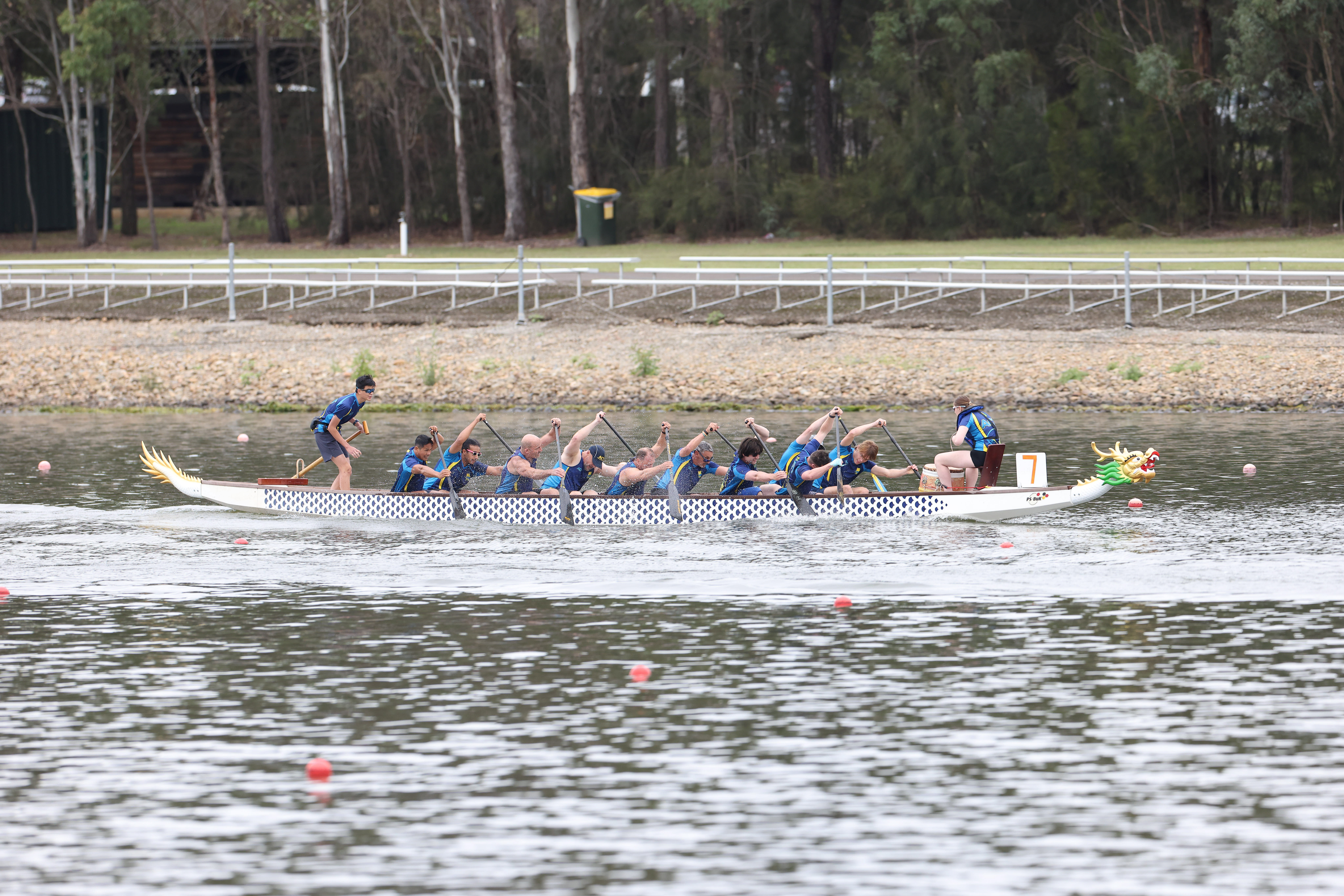 Dragon boat on glassy water at the Australian Championships